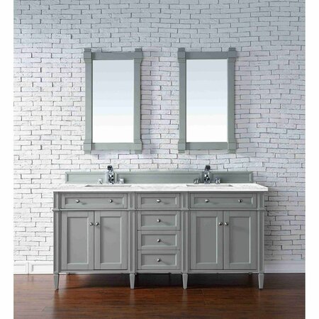 James Martin Vanities Brittany 72in Double Vanity, Urban Gray w/ 3 CM Arctic Fall Solid Surface Top 650-V72-UGR-3AF